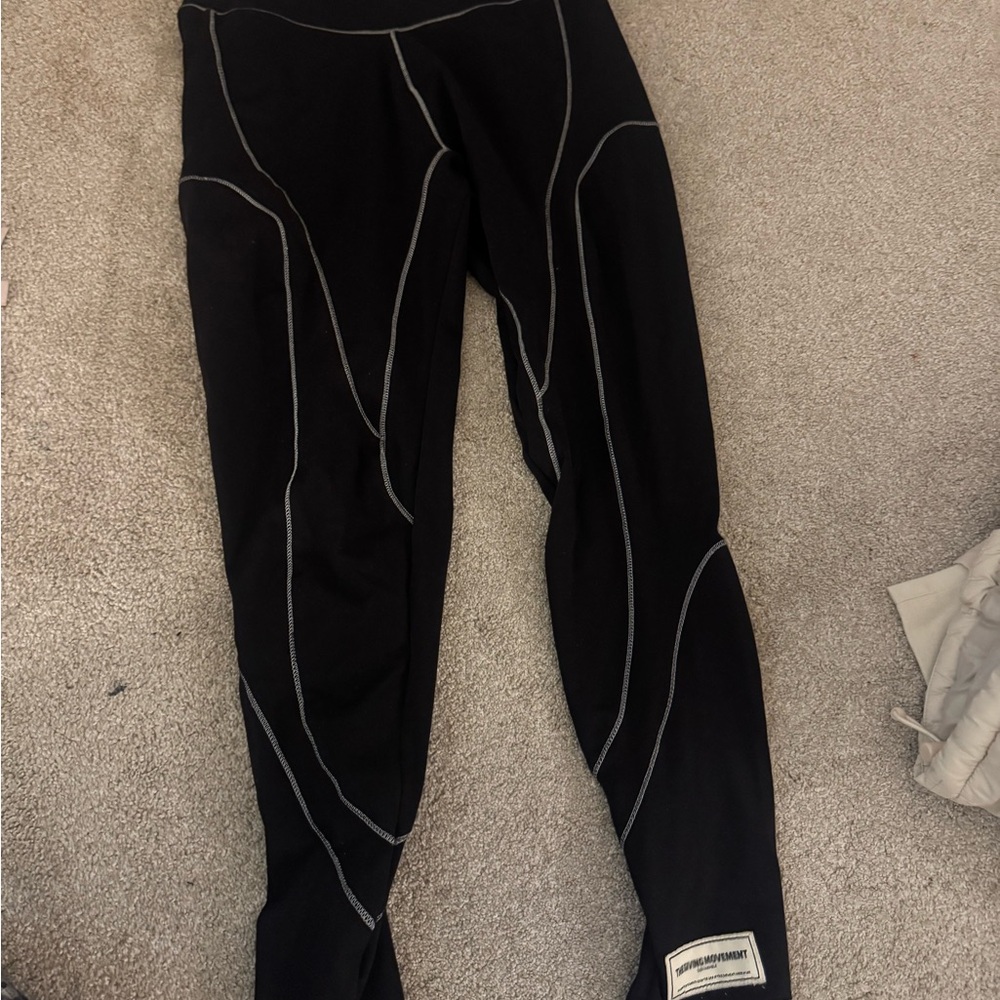 Black Leggings with White Stitching